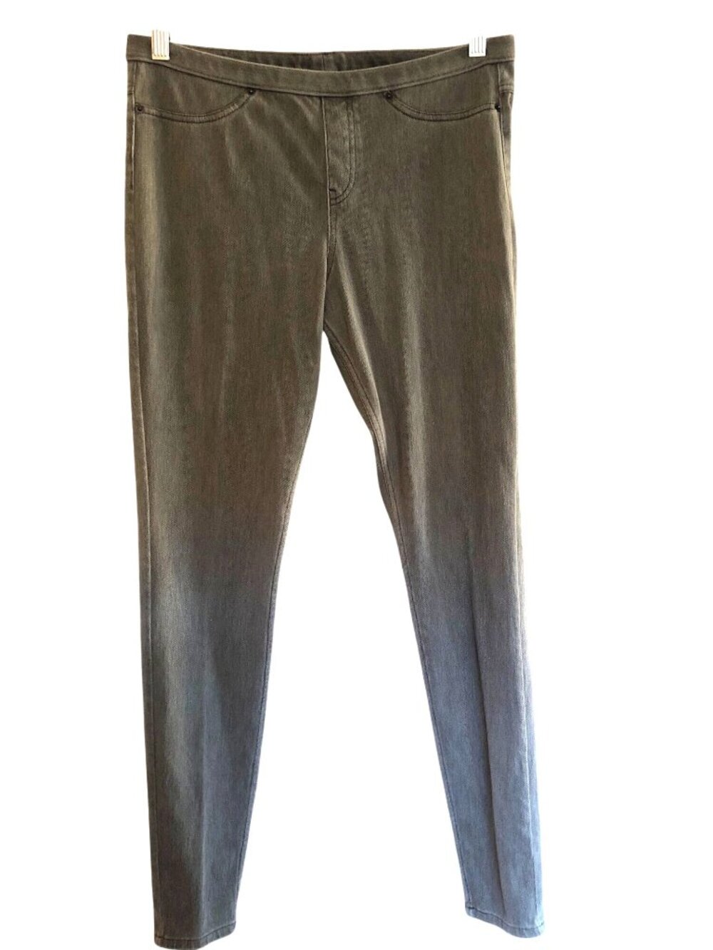 Olive Green Cotton Polyester Blend Womens Pants With Dual Back Pockets Size M